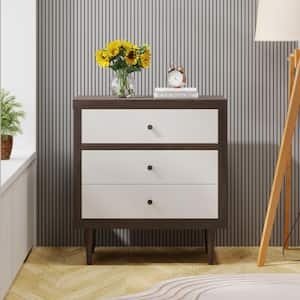 Fairhall 3-Drawer Walnut and White Dresser Chest of Drawers