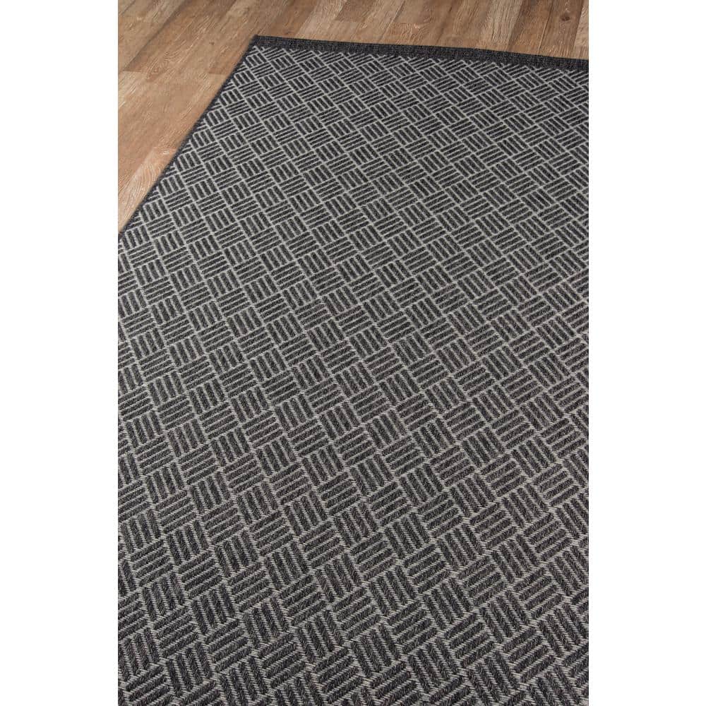 Charcoal Geometric Easy Care Indoor Outdoor Rug 2' x 3'