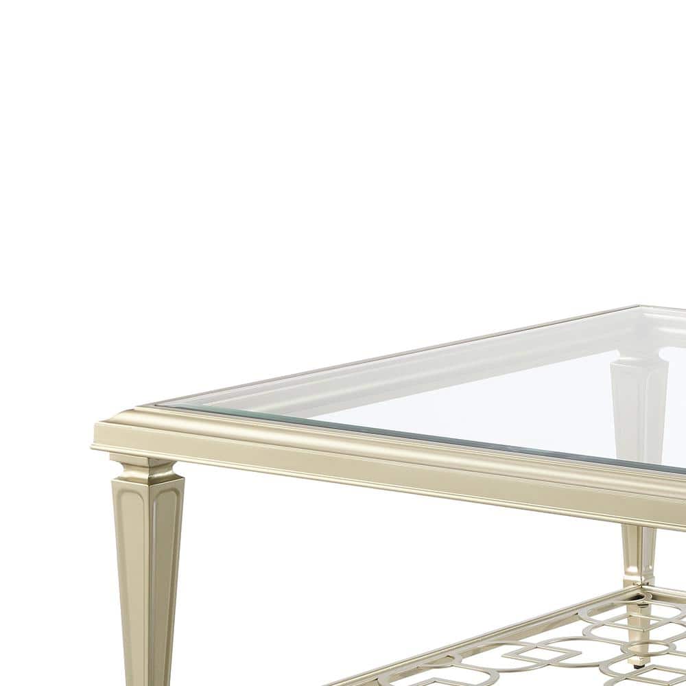 Zaba Silver and Clear Glass Rectangular Coffee Table
