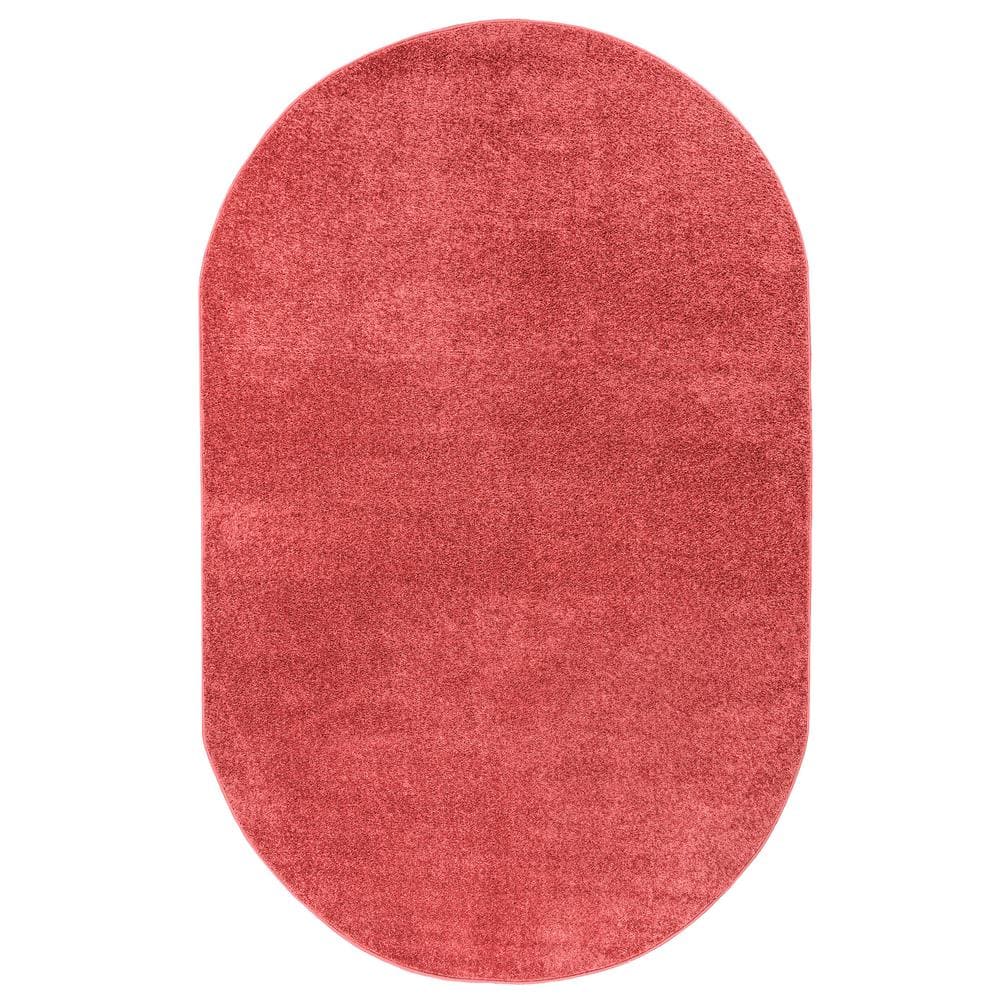 Red Oval Reversible Synthetic Area Rug 6'2" x 9'