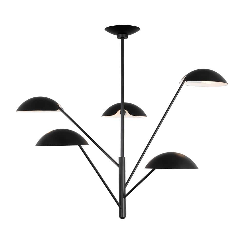 Nevel 5-Light Aged Iron Mid-Century Modern Chandelier
