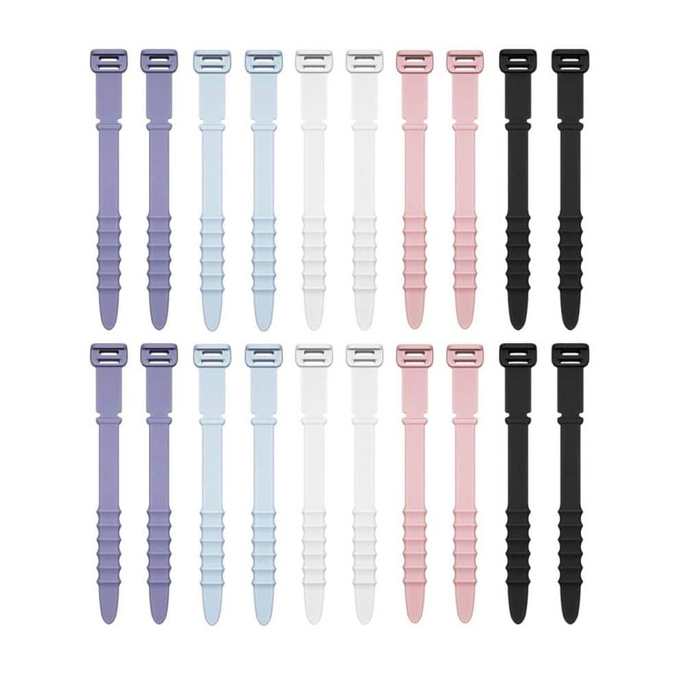 Silicone 4.5 Reusable Zip Ties Rubber Cable Straps Organizer White Black Pink Purple Blue 20pcs price history on PriceWatchPro