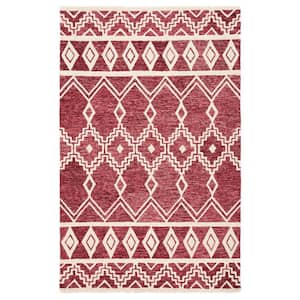 Abstract Red/Ivory 4 ft. x 6 ft. Chevron Tribal Area Rug