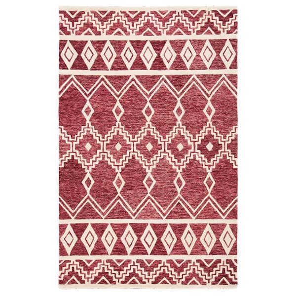 SAFAVIEH Abstract Red/Ivory 4 ft. x 6 ft. Chevron Tribal Area Rug