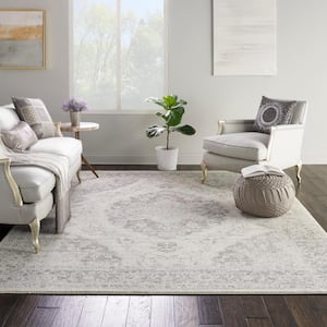 Tranquil Ivory/Grey 7 ft. x 10 ft. Center Medallion Traditional Area Rug