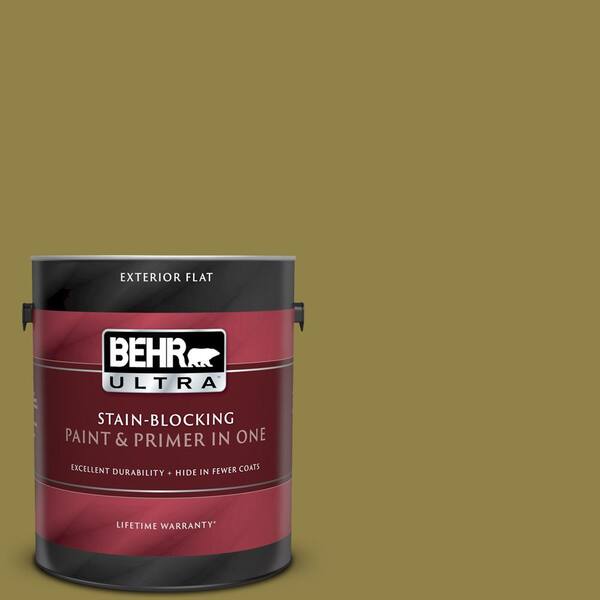 BEHR ULTRA 1 gal. #UL200-21 Lucky Bamboo Flat Exterior Paint and Primer in One