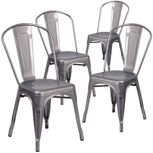 Clear Coated Restaurant Chairs (Set of 4)