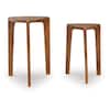 Signature DESIGN BY ASHLEY Brynnleigh 15.38 in. Medium Brown Triangle Wood Nesting End Table (Set of 2) A4000607