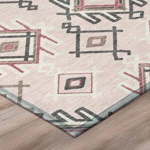 Chantille Machine Washable Indoor/Outdoor Abstract ACN3042 Pink 2 ft. x 7 ft. Runner Rug