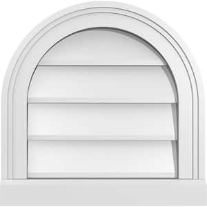 16 in. x 16 in. Round Top White PVC Paintable Gable Louver Vent Non-Functional