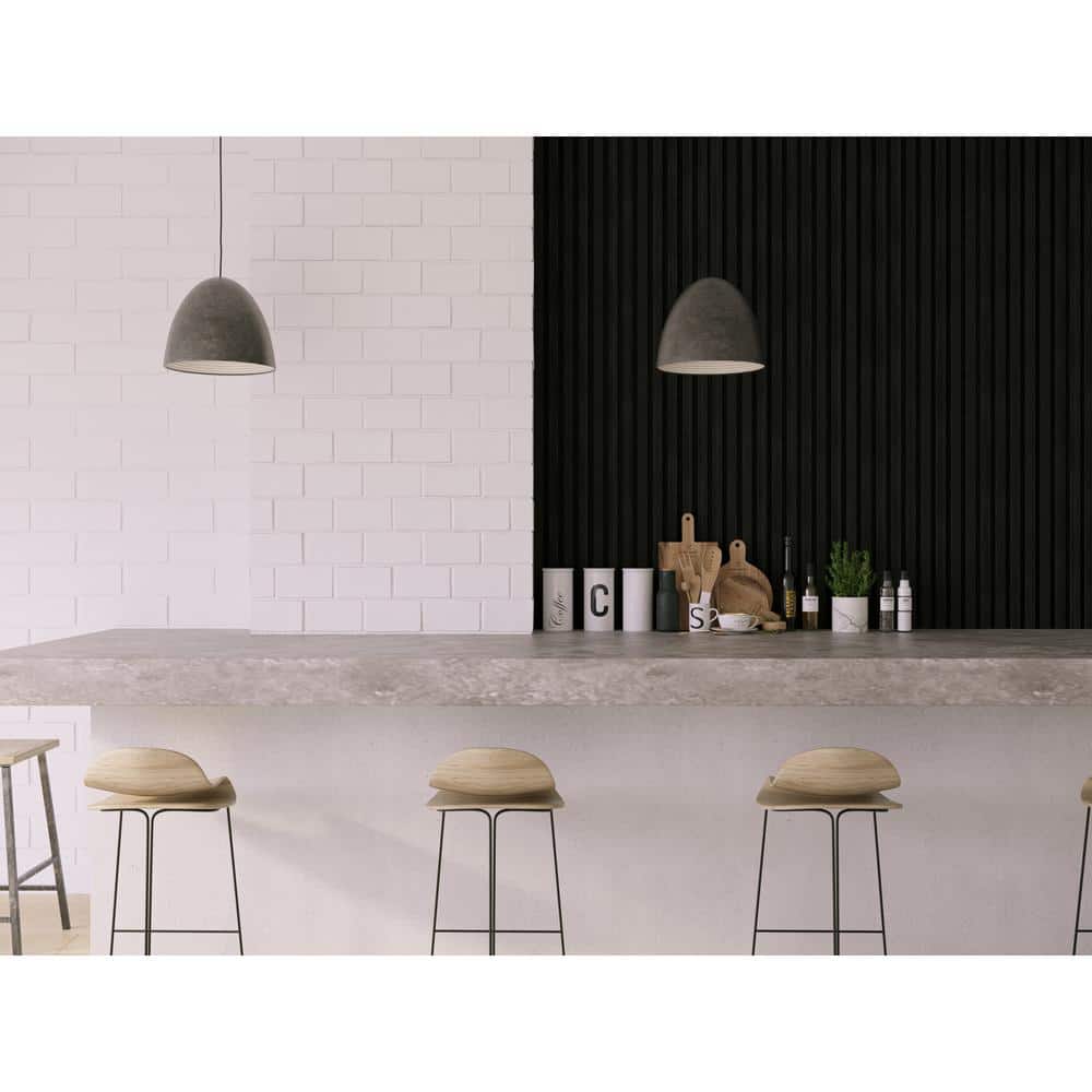 Charcoal Black Acoustic Wood Wall Panels Set of 2