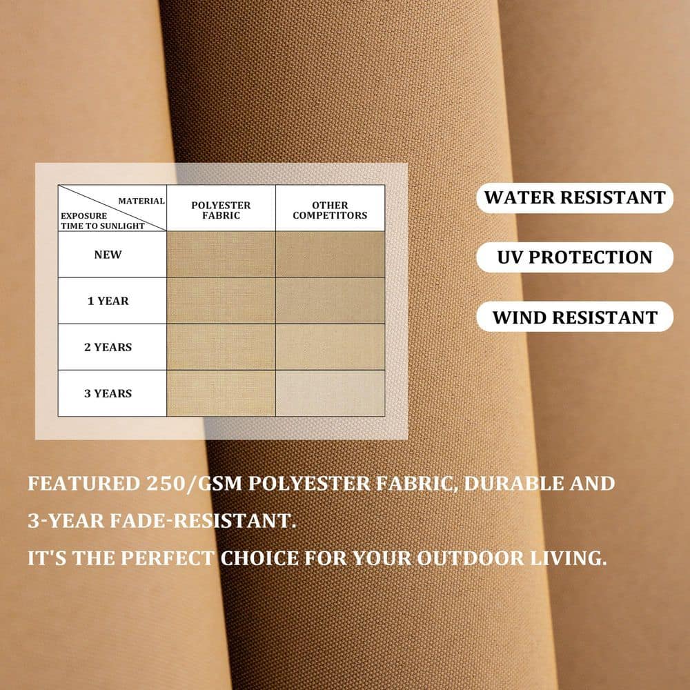 Tan 11 ft. Round Heavy-Duty Cantilever Patio Umbrella with Double Top