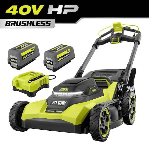 40V HP 21 in. Brushless Cordless Cross Cut Self-Propelled All Wheel Drive Mower w/ (2) 6.0 Ah Batteries & Charger