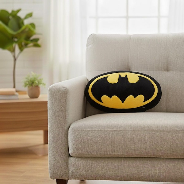 Batman Classic Logo Knife Edge 12 in. x12 in. Cloud Throw Pillow