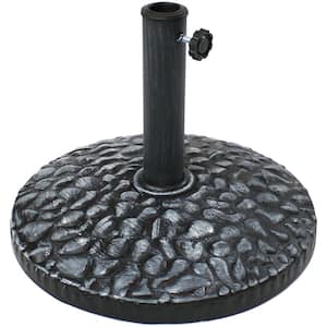18 in. Dia Traditional Pebble Texture Outdoor Resin Patio Umbrella Stand in Gray