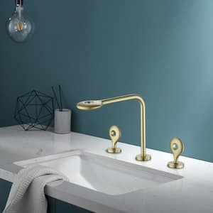 8 in. Widespread Deck Mount 2-Handle Bathroom Faucet in Brushed Gold
