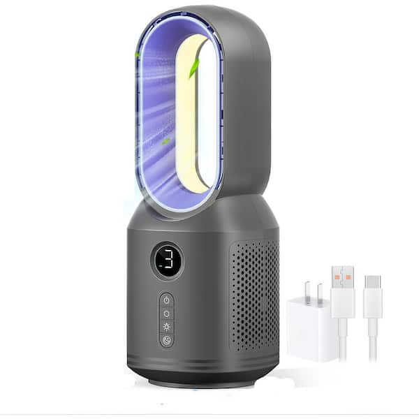 13 Inch Portable Bladeless Small Quiet Cooling Office Fan Oscillation LED Display with 3 Wind Speeds and 3 Light Modes