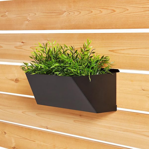 15 in. Black Medium Steel Planter