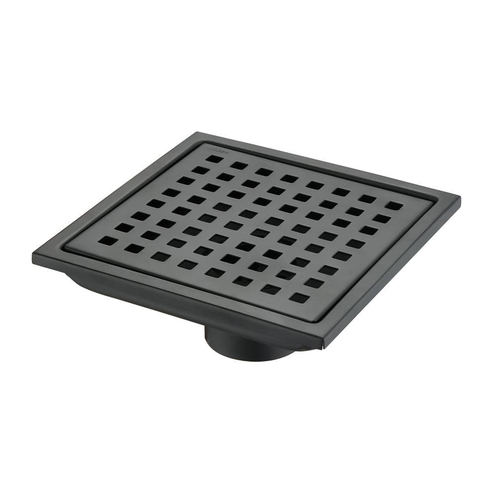 6 in. Square Shower Floor Drain Square Shower Floor Drain with Flange, Pattern Grate Removable in Matte Black price history on PriceWatchPro