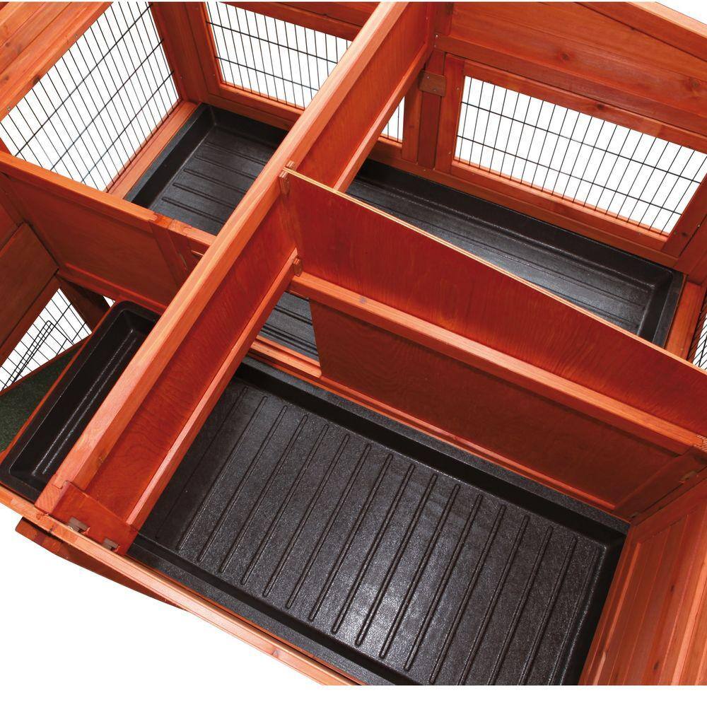 Large Two-Story Wooden Hutch for Guinea Pigs and Rabbits
