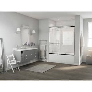 Paragon 1/4 Series 60 in. x 58 in. Semi-Framed Sliding Tub Door with Radius Curved Towel Bar in Chrome with Clear Glass