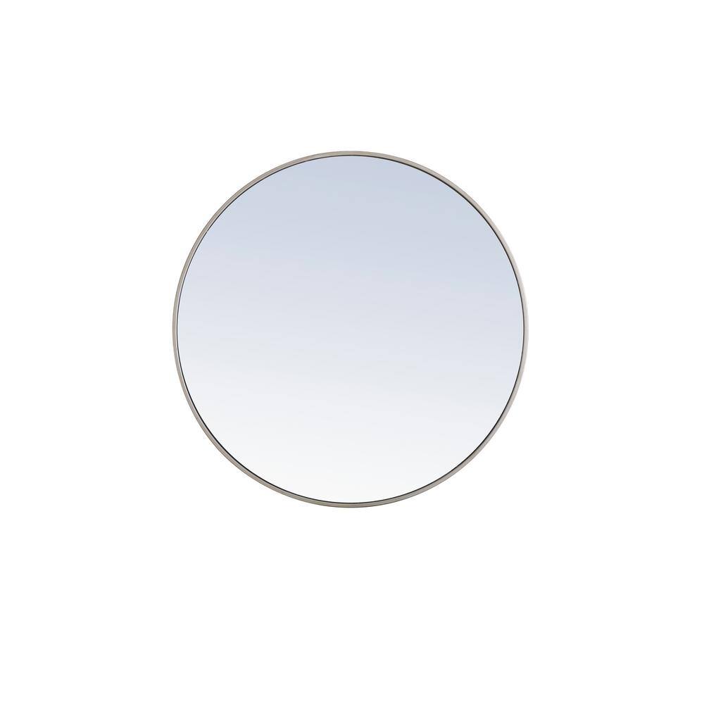 Medium Round Silver Modern Mirror (36 in. H x 36 in. W)