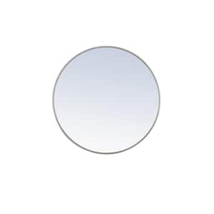 Medium Round Silver Modern Mirror (36 in. H x 36 in. W)