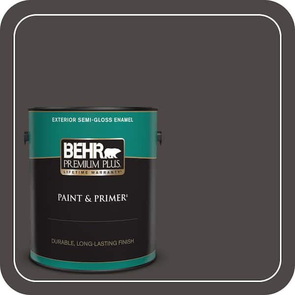 BEHR PREMIUM PLUS 1 gal. Home Decorators Collection #HDC-CL-14A Warm Onyx Semi-Gloss Enamel Exterior Paint & Primer