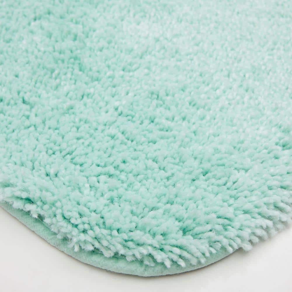Mint Green Plush Bath Rug, 24" x 17"