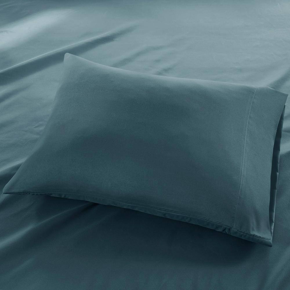 California King Blue Cotton Polyester Microfiber Sheet Set