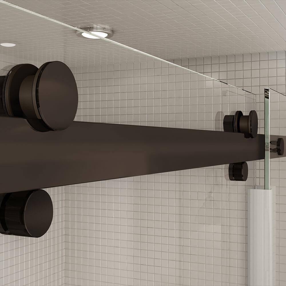 Halo 47" Dark Bronze Frameless Sliding Shower Door with Clear Glass