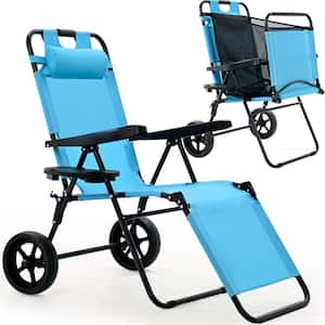 Beach Cart Chair - 2 in 1 Turns from Beach Cart to Beach Chair - Large Wheels - Easy to Use - Large Capacity