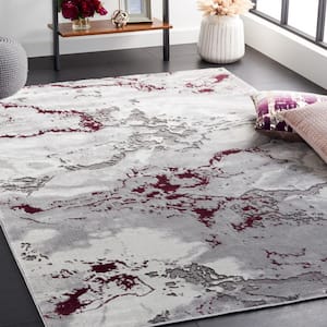 Craft Gray/Red 4 ft. x 6 ft. Marbled Abstract Area Rug