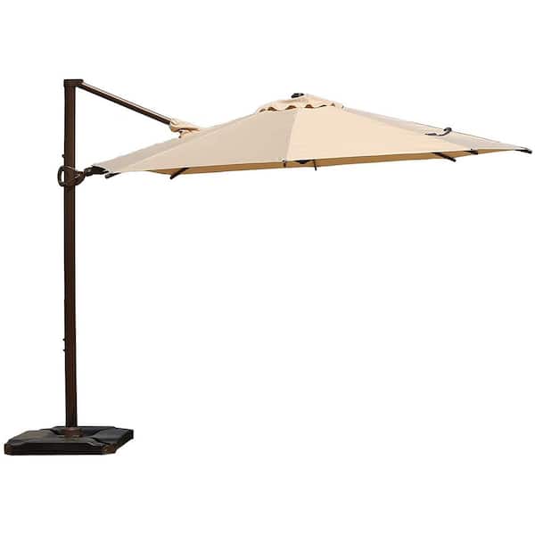 Abba Patio 10 Ft 360 Degree Rotating Aluminum Cantilever Umbrella With Base Weight In Beige Hdtrc300be The Home Depot Abba Patio 10 Ft 360 Degree Rotating, 10 Ft Cantilever Patio Umbrella