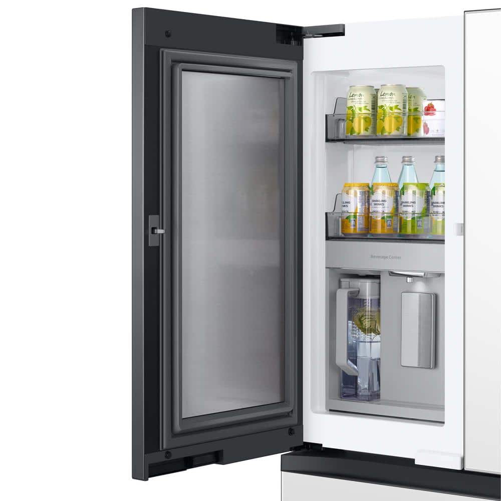 White Glass 23 cu. ft. 4-Door French Door Refrigerator