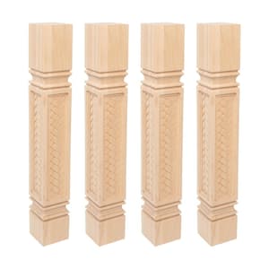 35.25 in. x 5 in. Unfinished Solid North American Hard Maple Mission Weave Kitchen Island Leg (4-Pack)