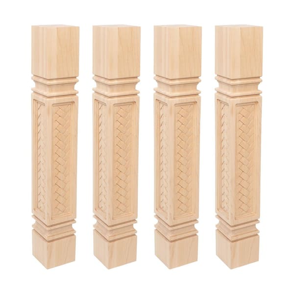 35.25 in. x 5 in. Unfinished Solid North American Hard Maple Mission Weave Kitchen Island Leg (4-Pack)