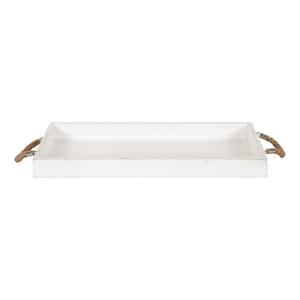 Bayville 23.75 in. W Rectangle White Wood Decorative Tray