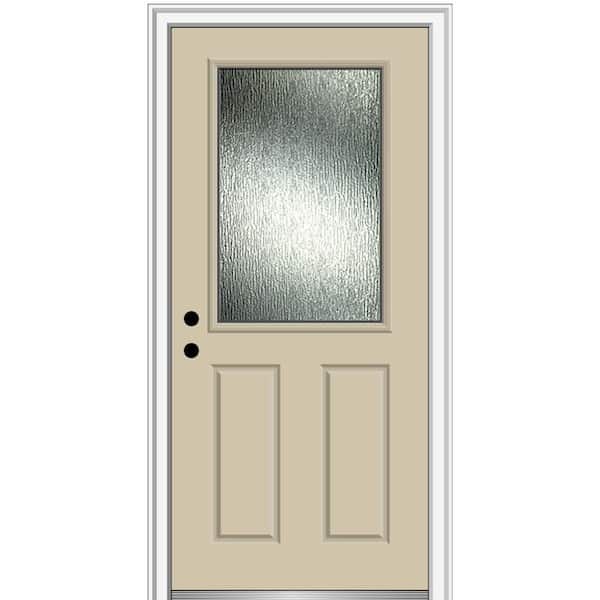 MMI Door Rain Glass 32 in. x 80 in. Right-Hand Inswing 1/2 Lite 2-Panel Painted Wicker Prehung Front Door on 4-9/16 in. Frame