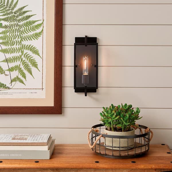 Kenton 4.75 in. 1-Light Vintage Bronze Industrial Wall Sconce with Cage Frame Detail