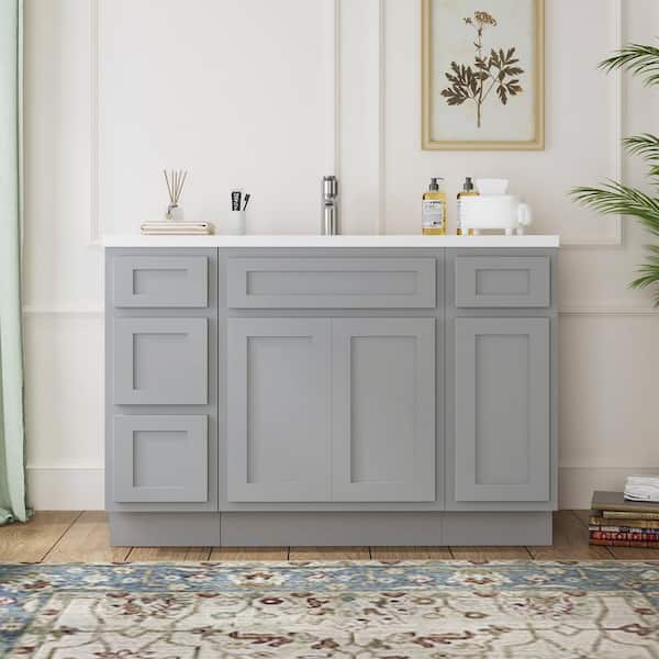 Vanity Art 48 in. W x 21 in. D x 32.5 in. H Bath Vanity Cabinet without Top in Gray
