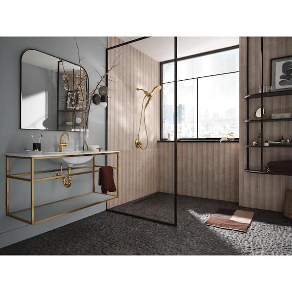 Verso 8-Spray Patterns with 2.5 GPM 7 in. Wall Mount Dual Handheld Shower Heads with Infiniti Dial in Brushed Gold