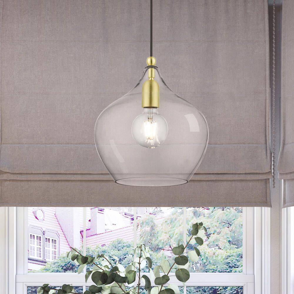 Aldrich 10" Clear Glass Brass Pendant Light
