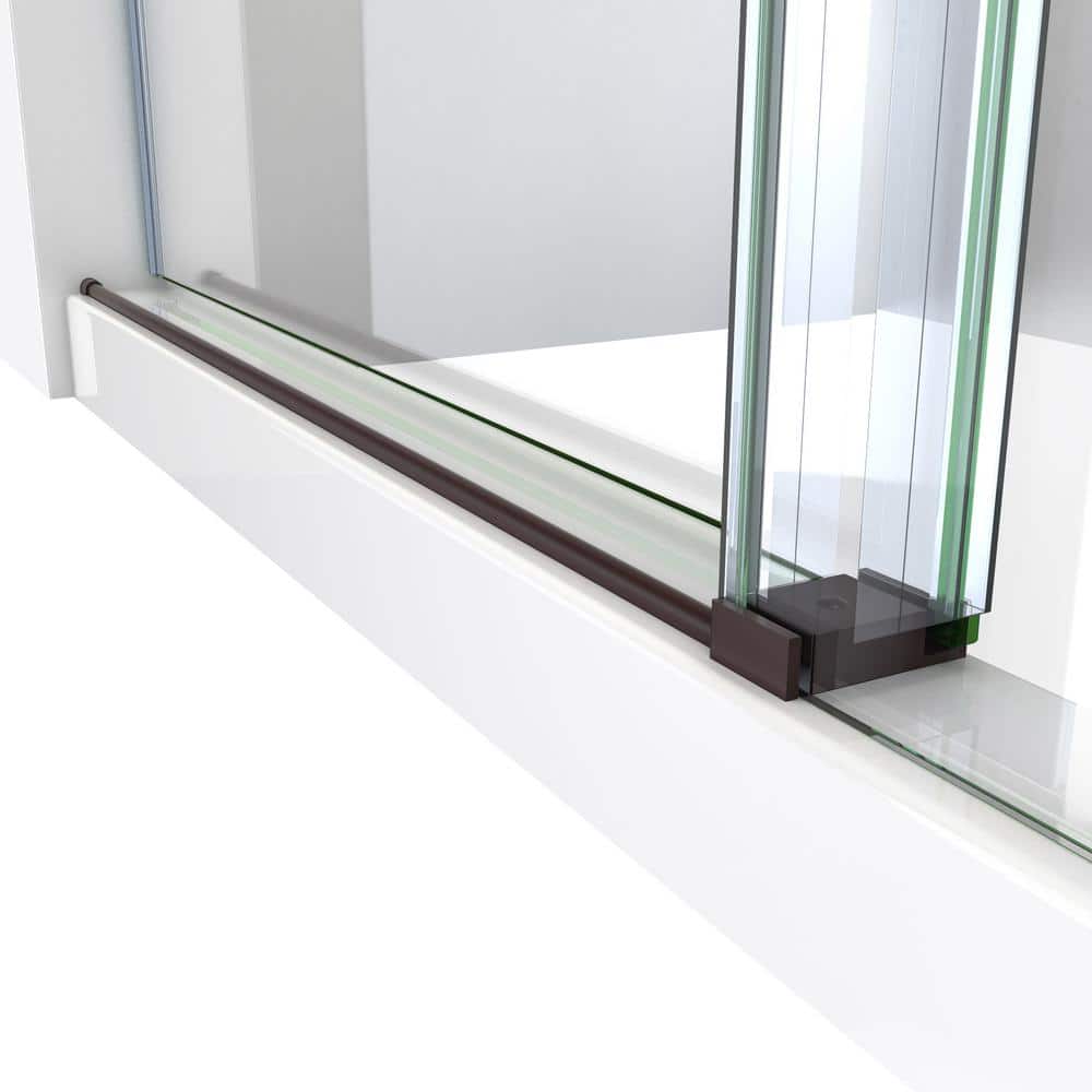 Continuum 56-60 in. Frameless Clear Glass Sliding Shower Door in Oil Rubbed Bronze