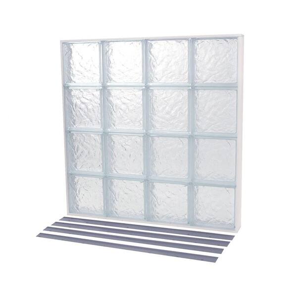 TAFCO WINDOWS 33.375 in. x 35.375 in. NailUp2 Ice Pattern Solid Glass Block Window