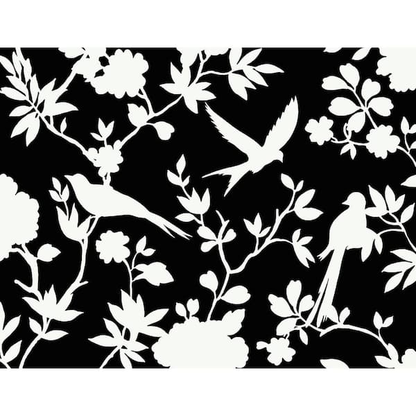 LILLIAN AUGUST 60.75 sq. ft. Coastal Haven Inkwell Kauai Bird Toile Embossed Vinyl Unpasted Wallpaper Roll