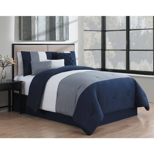 Avondale Manor Manchester 7-Piece Navy and Grey and White Queen Comforter Set