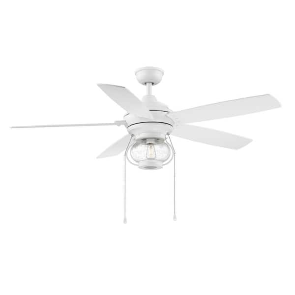 Raina 52 in. LED Outdoor Matte White Ceiling Fan with Light