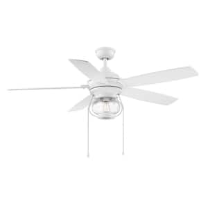Raina 52 in. LED Outdoor Matte White Ceiling Fan with Light