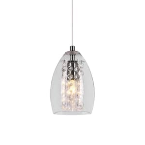 Harlotte 1-Light Chrome Crystal Mini Pendant Light with Clear Glass Shade for Kitchen Island Dining Room